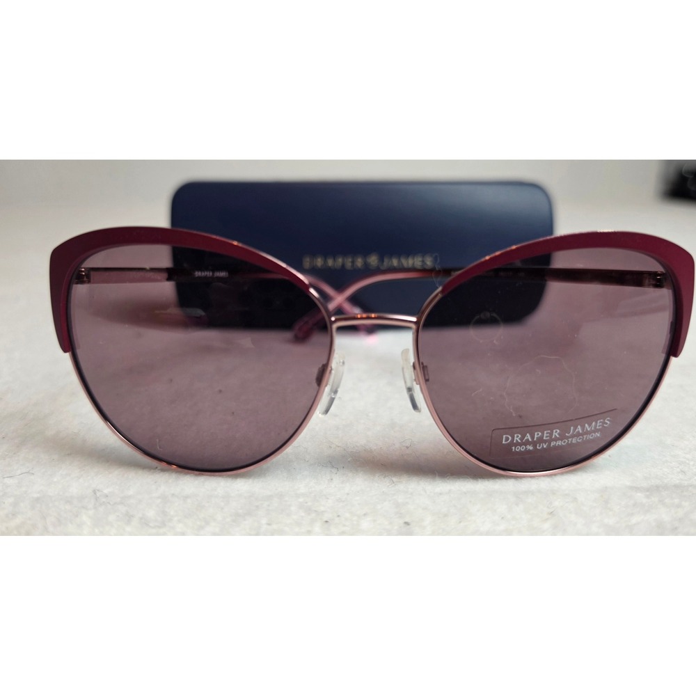 Draper James DJ7055 Merlot Cat Eye Sunglasses Rose Gold Floral Temple 58-17-140